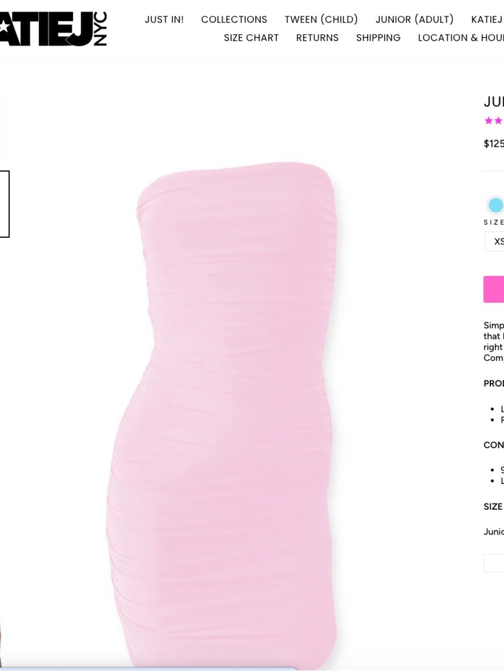 Katie J NYC Strapless Ruched Pink Formal Dress